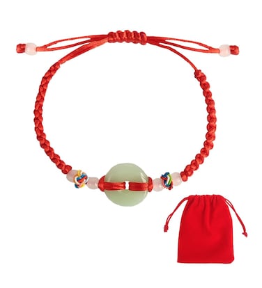 nsgglecher Vintage Jade Peace Clasp Beaded Red Rope BraceletWomen Men Handwoven Lucky Chinese Knot Rope Couple Bracelets Handmade Braided Adjustable The Best Feng Shui Bracelet