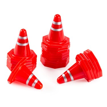HooCrawler 20Pcs Simulated Traffic Cones Mini Decoration Toys Traffic Road Cones for RC Crawler 116 118 124 RC Car SCX24 FCX24 TRX4M