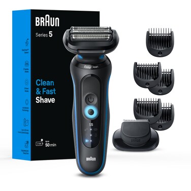 Braun Electric Shaver for Men Series 5 5120s Wet  Dry Shave Turbo Shaving Mode Foil Shaver Engineered in Germany with Beard Trimmer  Attachments Blue