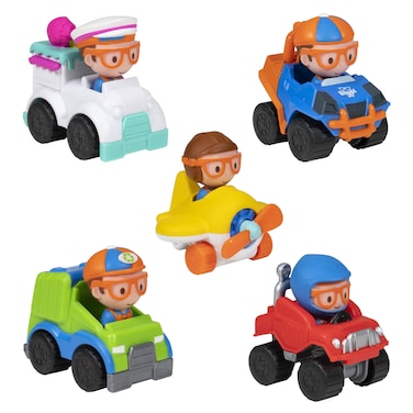 Blippi Mini Mobiles 5 Pack Mini Vehicles  Features Character Toy Figure In Each Vehicle MobileCar Monster Truck Recycle Truck Ice Cream Truck and Airplane  Educational Toys for Young Children