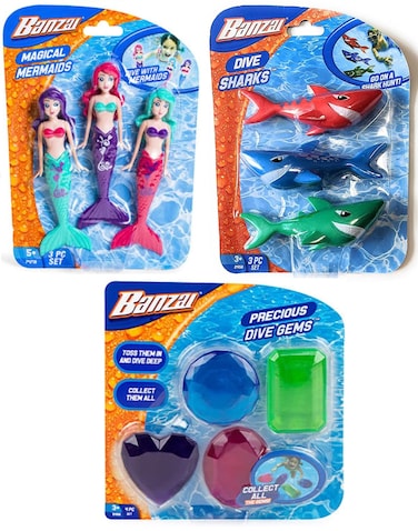 1616 Holdings Fun Stuff Banzai Water Dive Toys  Mermaids Sharks and Gems  10 Piece Set