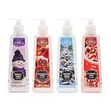 Seasonal Decor Hand Soap Dispenser  Set of 4 Simple Pleasures Holiday Dispensers Scented Refillable Soap Pumps for Kitchen  Bathroom 250ML Decorative Traditional Design