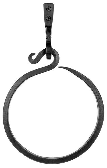 SturDe Decorative Bath Towel Ring Blacksmith Handmade Wrought Iron Hand Towel Holder for Kitchen and Bathroom Rustic Towel Rack Black
