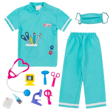 Kids Animal Doctor Role Play Costume Veterinarian Pretend Play Dress Up Set with Medical Kit