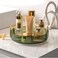Makeup Organizer 360 Rotating Makeup Vanity Storage Case Large Capacity Skin Care Transparent Cosmetics Desk Storage Box Perfume Makeup Mirror Table Makeup Brush Holder green