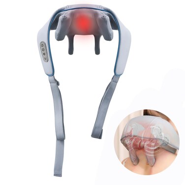 Manzelun Electric Back Massager with HeatNeck Trapezius Massager Kneading Rechargeable Cordless Shoulder Belt Portable Massage Machine for Pain Relief Deep Tissue