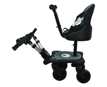 Englacha USA 2 In 1 Cozy 4 Wheel Rider Black Child Rider Stroller Attachment With Saddle Seat And Standing Platform Universal Fit For Most Prams Quick And Easy To Use Designed For Safety