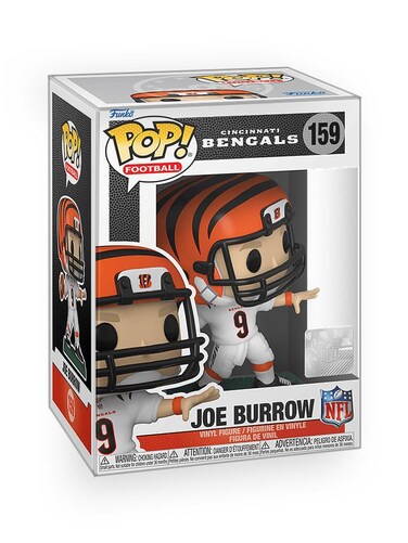 Epic Collectibles Pop Football Cincy Bengals  Joe Burrow Throwing Stance in White Vinyl Figure Bundle with Compatible Funko Box Protector