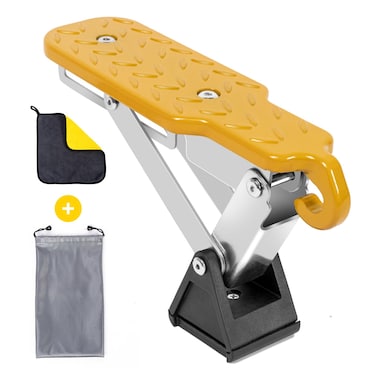 LEADBRAND Universal Fit Car Door Step Foldable Roof Rack Door Step Up on Door Latch Both Feet Stand Pedal Ladder Easy Access to Rooftop for Most Car SUV Truck Max Load 500 lbs Yellow