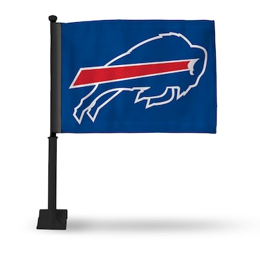 Rico Industries NFL Football Buffalo Bills Primary Double Sided Car Flag with Black Pole  16 x 19  Strong Pole That Hooks onto CarTruckAutomobile