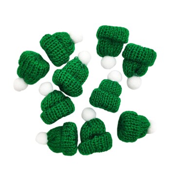 Amosfun 10pcs Christmas Knit Hat Mini Santa Hats Christmas Tree Ornaments DIY Craft Red Size 1 Green BJ3514541JDI7YL
