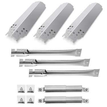 Outdoor Bazaar Set of Three Gas Grill Burners Heat Plates and Two Crossover Tube Replacement for CharBroil Classic 280 2Burner 360 3Burner 405 4Burner Liquid Propane G3200200W1 G2150203W