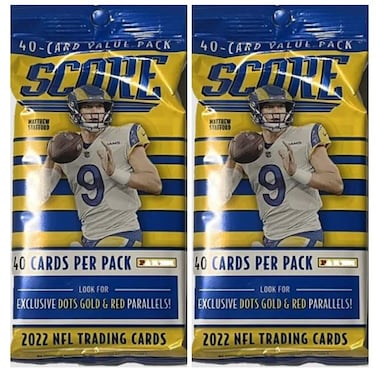 Panini 2022 Score Football NFL Cello Fat Pack Lot of 2 Packs  80 Trading Cards Total  40 Cards Per Pack