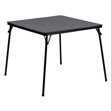 Flash Furniture Madelyn 335 Square Folding Multipurpose Card Table with Padded Vinyl Top Portable Folding Game Table for 4 Players Black