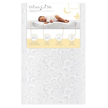 Dream On Me 2In1 Breathable TwoSided 3 Portable Crib Mattress Vinyl and Breatable fabric
