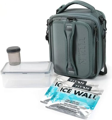Titan by Arctic Zone Fridge Cold Expandable Lunch Box GreenGrey