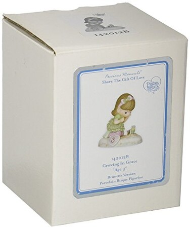Precious Moments Growing in Grace Age 3  Brunette Girl Bisque Porcelain Figurine  Birthday Gift  Birthday Collection  Room Decor  Gifts  HandPainted