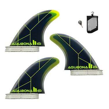 AQUBONA Surfboard Thruster Fins Set Dual Tab Twin Fins Fiberglass Reinforced Polymer Fins with Bag Screws Key Wax Comb for Surfboard Longboard Shortboard FunboardG6