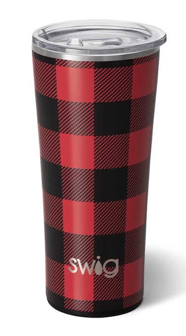 Swig Life 22oz Triple Insulated Stainless Steel Skinny Tumbler with Lid Dishwasher Safe Double Wall and Vacuum Sealed Travel Coffee Tumbler in Buffalo Plaid