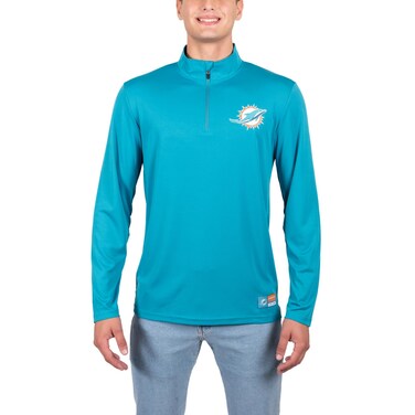 Ultra Game Mens NFL Moisture Wicking Soft Quarter Zip Long Sleeve Tee Shirt