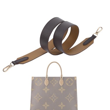 XYJG Vachetta Leather Strap for LV ONTHEGO BagDouble Sided Usable ColorBlocking Cowhide Crossbody Adjustable Replacement Strap16 Inch Wide433 Inch LongWide Strap