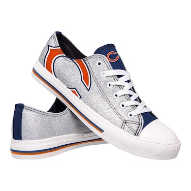 FOCO Womens NFL Low Top Glitter Canvas Sneakers Shoes