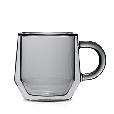 Hearth Double Walled Glass Coffee Mugs I 2 8oz Smoked Glass Insulated Coffee Mugs With Handles I Perfect Glass Tea Cups  Latte Cups  Fits Nespresso Lungo I Designed In The USA by Espresso Parts