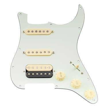 Musiclily Pro AutoSplit Prewired Standard HSS Pickguard with Artec Pickups Alnico 5 Magnet for ST Style Electric Guitar 3ply Aged White