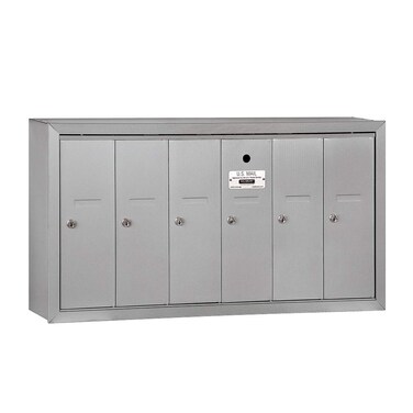 Salsbury Industries 3506ASU Surface Mounted Vertical Letter Box Mailbox with 6 Doors and USPS Access Aluminum