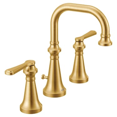 Moen TS44102BG Colinet Traditional Two Widespread HighArc Bathroom Faucet with Lever Handles Valve Required Brushed Gold