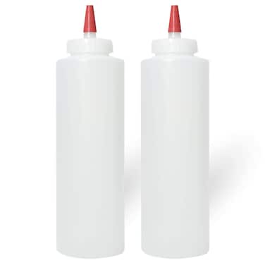 Plastic Squeeze Condiment Bottles with Red Tip Cap 16ounce Wide Mouth by Pinnacle Mercantile  60