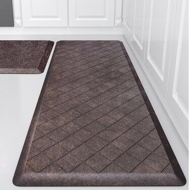 WEZVIX Cushioned Kitchen Mats Anti Fatigue Mats for Kitchen Floor Office  Sink  Laundry 12 Inch Thick Heavy Duty Kitchen Rugs and Mats NonSkid Ergonomic Comfort Foam Kitchen Floor Mat Brown