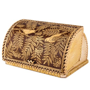 STP GOODS Birds Pattern Birch Bark Bread Box Large Capacity Bread Storage Bin Bread Box for Kitchen Counter Large Capacity Bread Storage Container