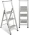 Sorfey Premium 1 Step Ladder Modern Aluminum LightweightUltra Slim Profile Anti Slip Steps SturdyPortable for Home Office Kitchen Photography Use Aluminum Finish
