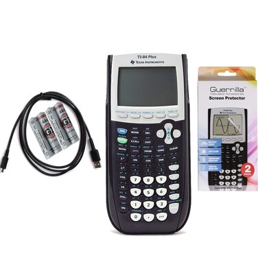 Texas Instruments TI 84 Plus Graphing Calculator with Guerrilla Military Grade Screen Protector Set Certified Reconditioned