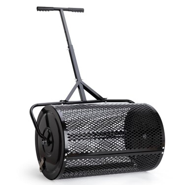 Raxjult Compost Spreader Peat Moss Spreader with Handle for Planting Seeding Durable Lightweight Metal Mesh Spreader for Lawn and Garden Care Manure Spreaders Roller Patented 24 Inch