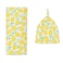 Little Sleepies Newborn Swaddle  Hat Set Viscose from Bamboo Baby Wrap Lemons