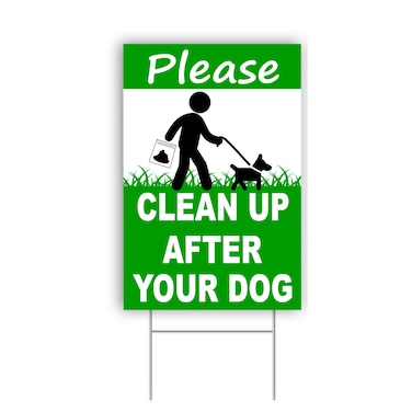 Please Clean Up After Your Dog Sign - 8x12 Double Sided Coroplast No Dog Pee Signs for Yard - No Peeing Dog Sign - No Dogs Allowed Sign