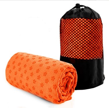 POKIVIR - Yoga Towel, Hot Yoga Mat Towel - Sweat Absorbing Non-Slip for Hot Yoga, Pilates and Workout, 24x72 inches with Grip Dots (Orange)