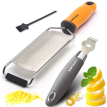 HAMOER Grater Zester for Cheese Chocolate Lemon Fruit Ginger Multi-Tool Set Ergonomic Non-Slip Handle (Two Tools)&hellip;