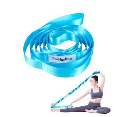 Stretching Strap Yoga Strap Physical Therapy,Stretch Band For Home Workouts,Pilates And Gymnastics,10 Laps Non-Elastic Stretch Band For Men And Women Fitness Stretch Band(Dark Blue Light Blue)