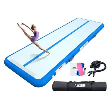 AWSUM 13ft Air Mat Tumbling Mat 4 inches Thick Inflatable Gymnastics Tracks with Electric Air Pump for Gym/Water/Yoga