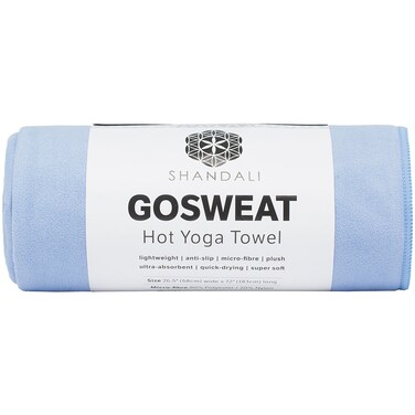 Shandali Hot Yoga Towel - Suede, 100% Microfiber, Super Absorbent, Bikram Yoga Towel, Placid Blue - 26.5 x 72