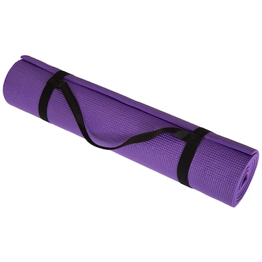 Yoga Mat - Thick Double-Sided Foam Gym and Workout Equipment - Padded Fitness Surface for Pilates with Carrying Strap by Wakeman (Purple)