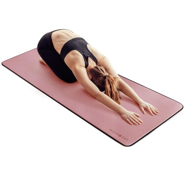 MICRODRY Deluxe Fitness Exercise Yoga Mat for Home &amp; Gym, Extra Thick for High Impact Training, Multi Layered Skid Resistant Surface, Odor Neutralizing with Carrying Strap (Pink)