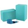 Clever Yoga Blocks 2 Pack with Strap - Extra Light Weight Sweat Repelling Foam Yoga Block Set with Cotton 8ft Yoga Stretch Strap - Yoga Block and Strap Set Kit for Beginner to Pro - Exercise
