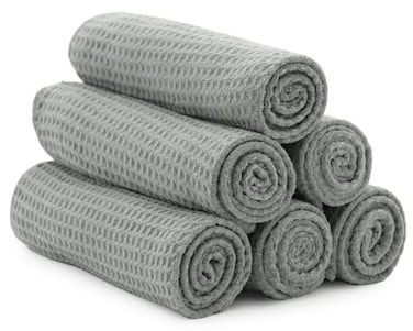 S&amp;T INC. Microfiber Gym Towel, Yoga Towel for Home, Gym Bag and Workout Equipment, 16 Inches x 27 Inches, Honeycomb Grey, 6 Pack