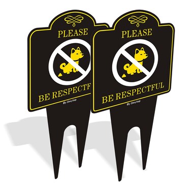 2 Pack Please Keep Off the Grass Signs - No Pooping Dog Sign, Double Sided No Peeing Signs with Stakes, 15 x 7 x 0.08 Inches Rust Free Aluminum Durable Ink Easy to Mount &amp; Outdoor Use