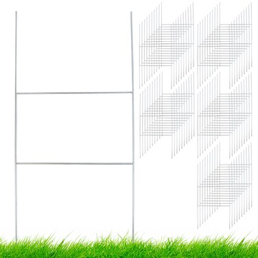 7Penn H Frame Yard Sign Stakes Metal Sign Holder H Stakes for Yard Signs 10x20 Inch Metal Yard Sign Stakes 50 Pack