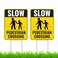 2PC Pedestrian Crossing Sign with Stakes, 17 Inches by 13 Inches - Corrugated Plastic - Road Crossing Sign